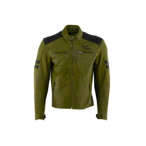 Rusty Stitches Jari skórzana kurtka motocyklowa wraz z opakowaniem zewnętrznym (zielony/czarny)