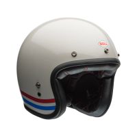 Bell Custom 500 Stripe Vintage Jet Helmet (biały / niebieski / czerwony)